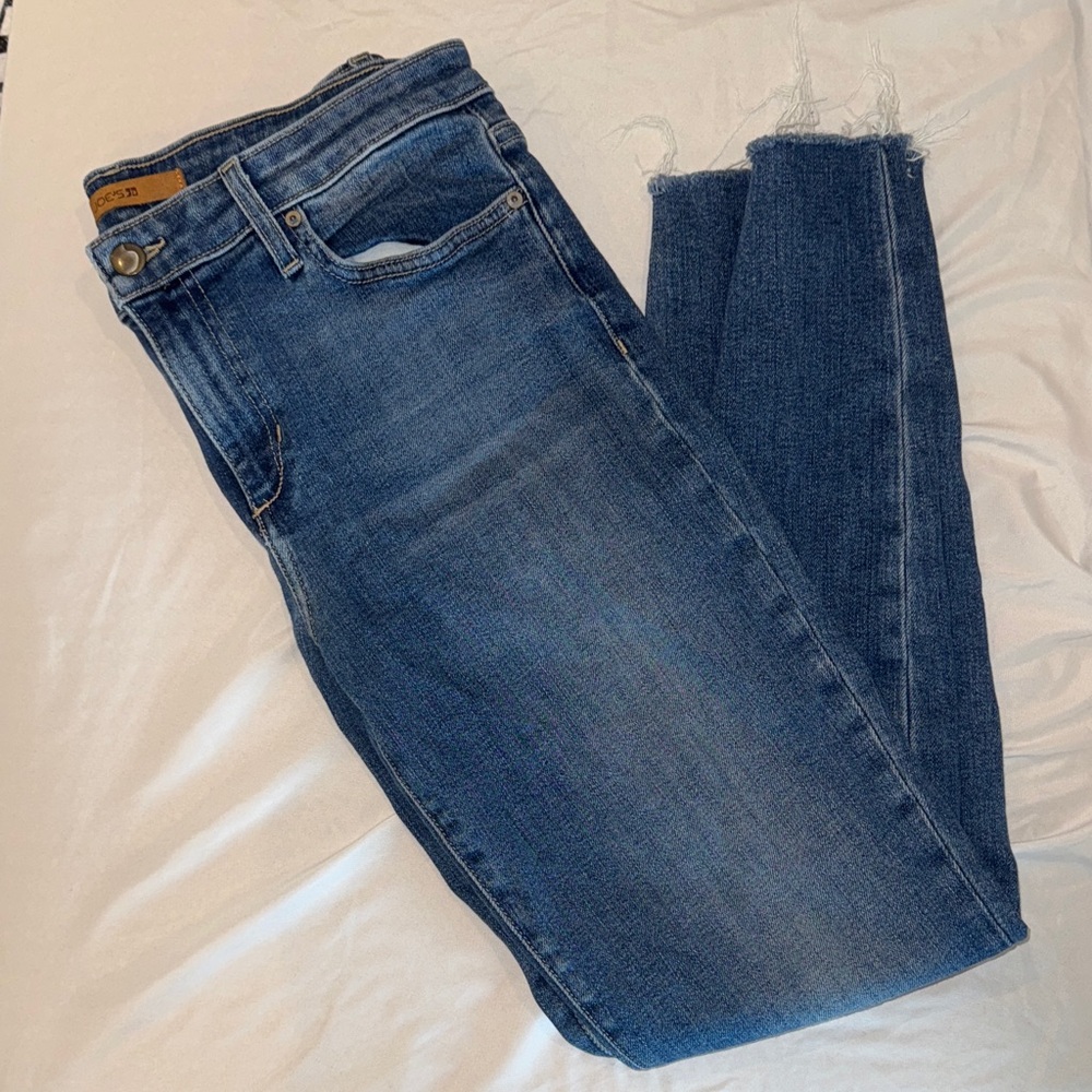 Joe's Jeans The Icon mid rise skinny ankle raw hem blue jeans